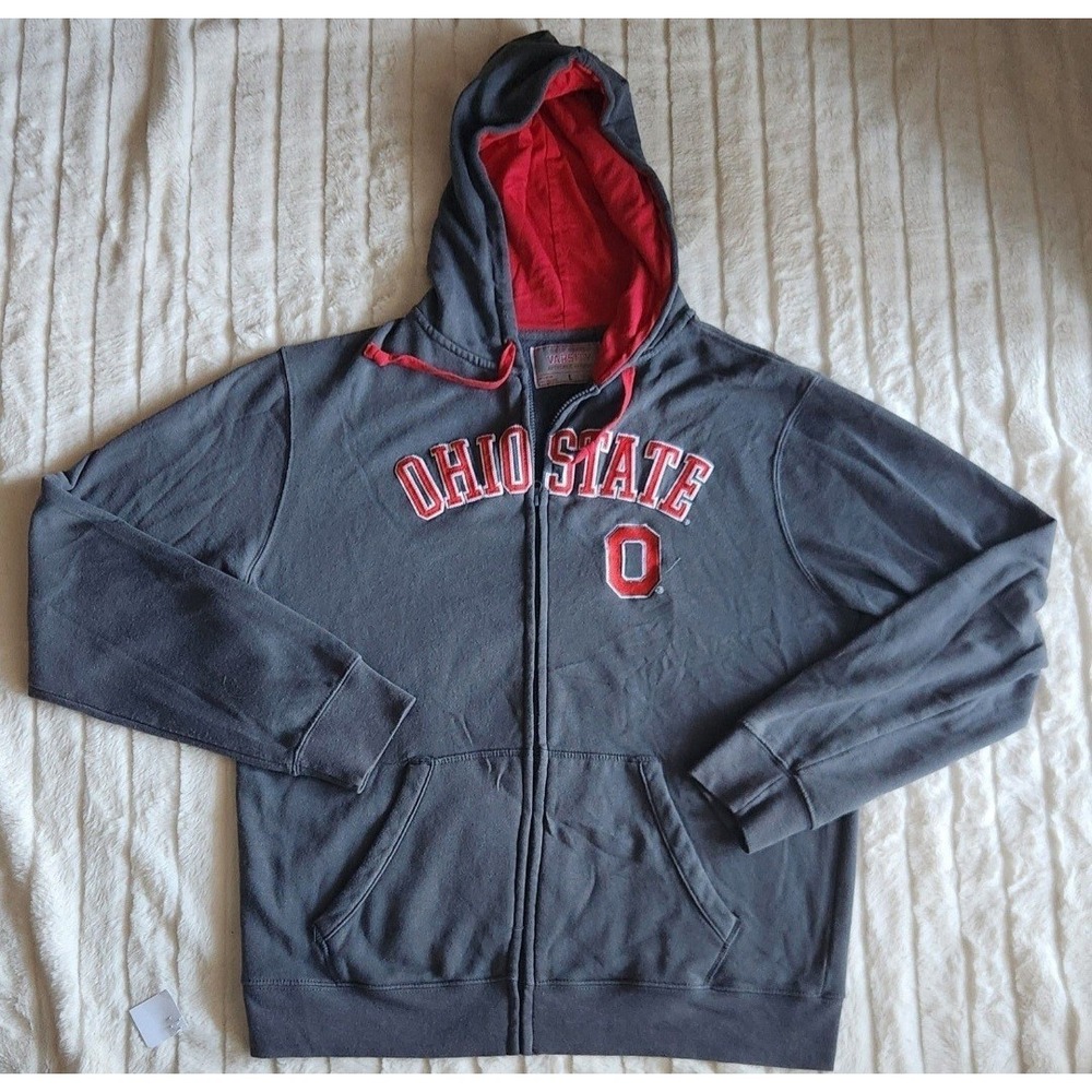 Varsity Athletic Ohio State Buckeyes Full Zip Hooded Jacket Mens Size Large